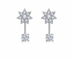 Open image in slideshow, &quot;Starry&quot; Star Shaped with Hanging Solitaire Diamond Earrings
